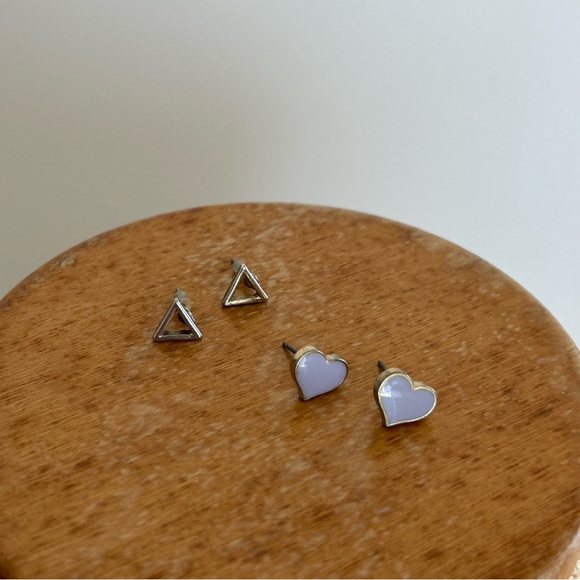 Heart and Triangle Stud Earring Set - Picture 2 of 12